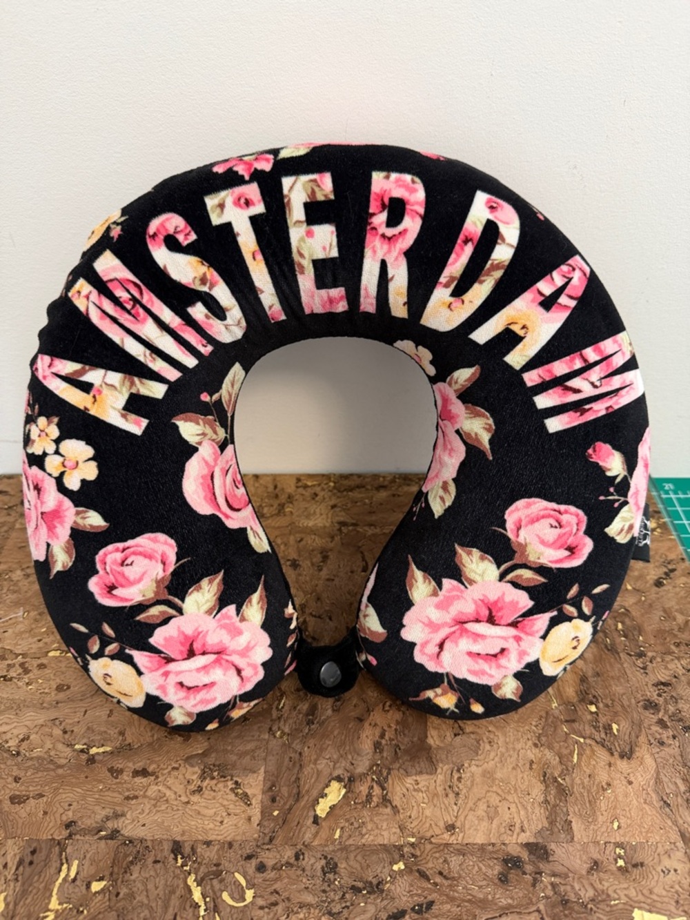 Memory Foam Floral Neck Amsterdam Pillow with Pink Roses 🌹